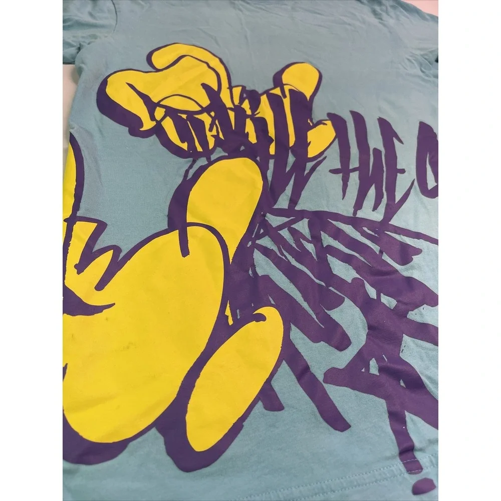 ADIDAS SLICK X 2010 Collection Blue Graffiti Tee Size Small RARE Art Hipster
